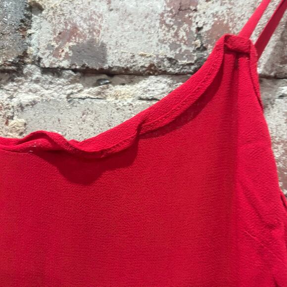 Reformation Cassandra Cherry Red Midi Ruffle Dress Size 8 - Picture 9 of 13